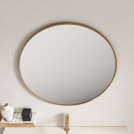 Aluminum Framed Round Mirror 600/750/900mm - Brushed Gold
