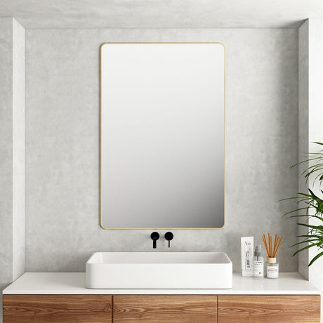 Aluminum Rectangular Framed Mirror 1200x750mm - Brushed Gold