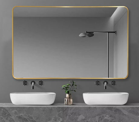 Aluminum Rectangular Framed Mirror 1200x750mm - Brushed Gold