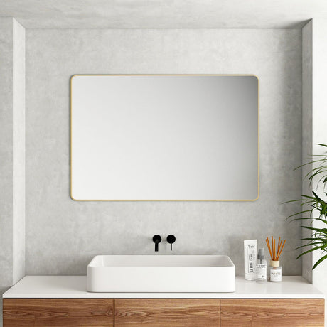 Aluminum Rectangular Framed Mirror 1200x750mm - Brushed Gold