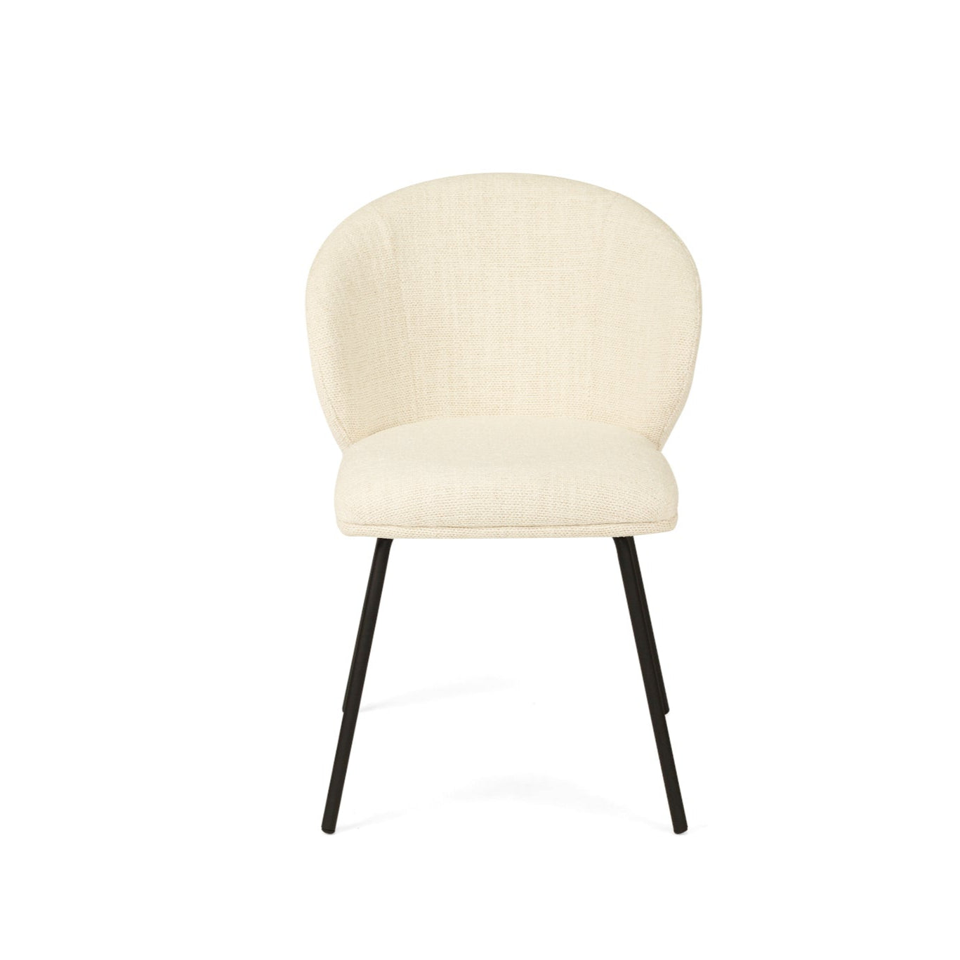 Anders Dining Steel Frame Chair – Natural Upholstery with Black Legs