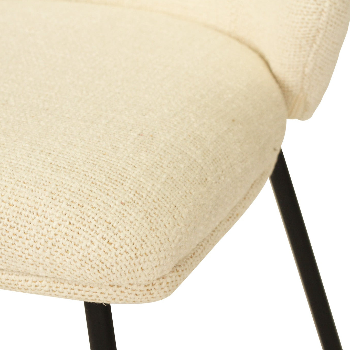Anders Dining Steel Frame Chair – Natural Upholstery with Black Legs