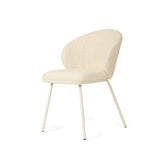 Anders Dining Steel Frame Chair – Natural Upholstery with White Legs