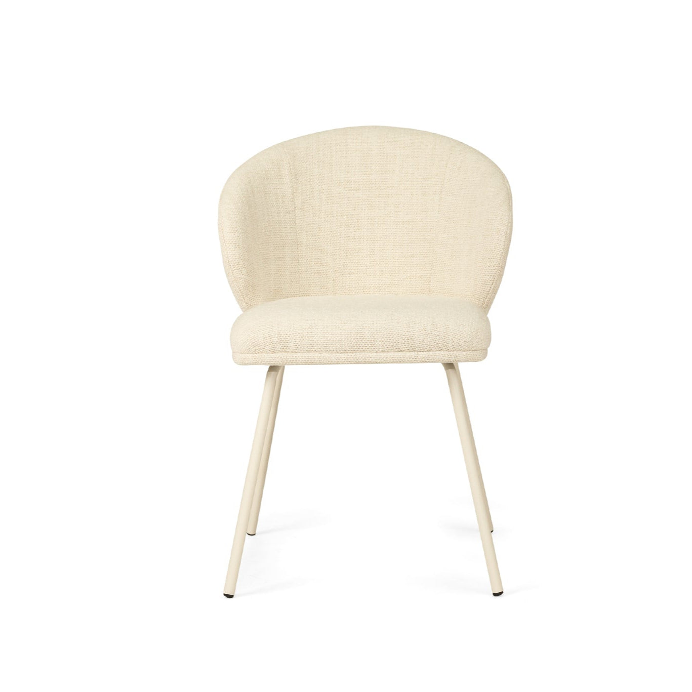 Anders Dining Steel Frame Chair – Natural Upholstery with White Legs