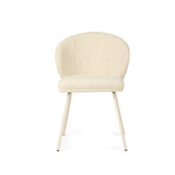 Anders Dining Steel Frame Chair – Natural Upholstery with White Legs