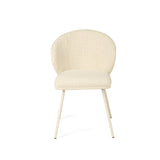 Anders Dining Steel Frame Chair – Natural Upholstery with White Legs