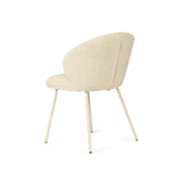 Anders Dining Steel Frame Chair – Natural Upholstery with White Legs