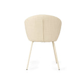 Anders Dining Steel Frame Chair – Natural Upholstery with White Legs