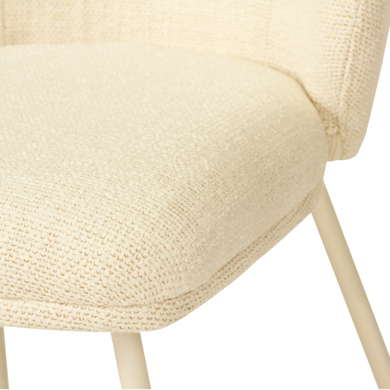 Anders Dining Steel Frame Chair – Natural Upholstery with White Legs