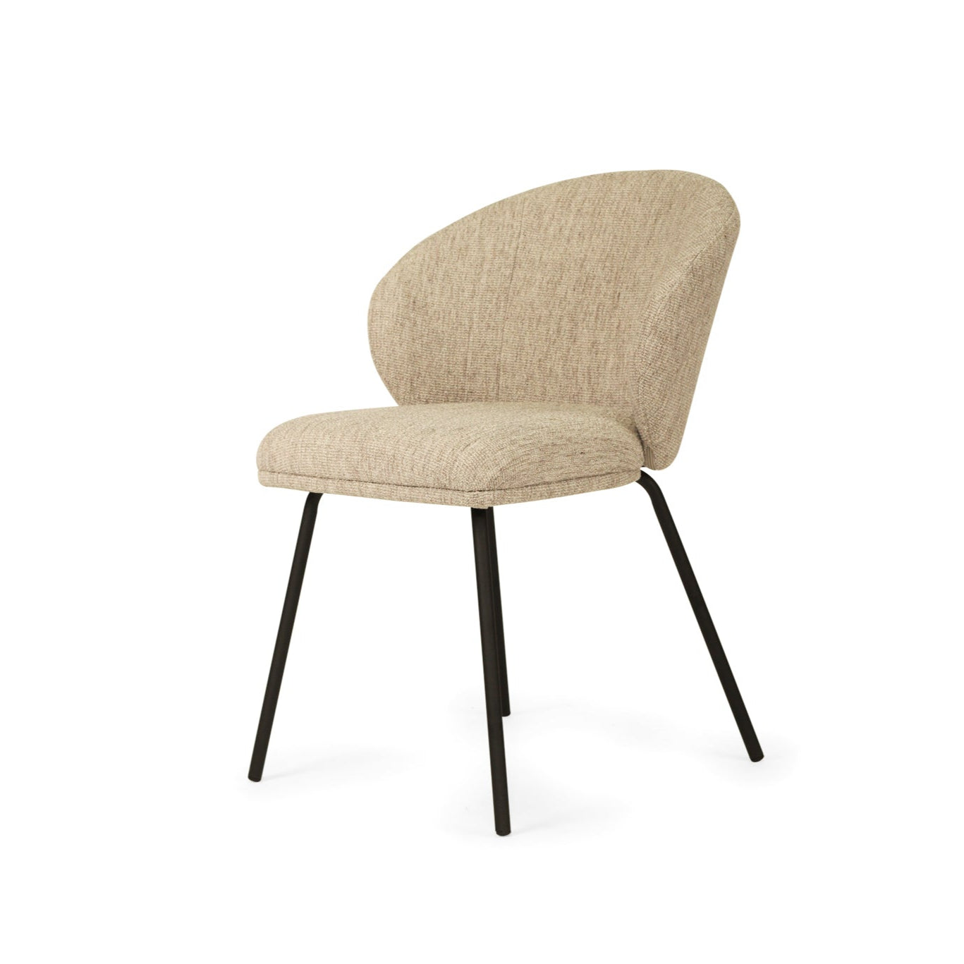 Anders Dining Steel Frame Chair – Pebble Upholstery with Black Legs
