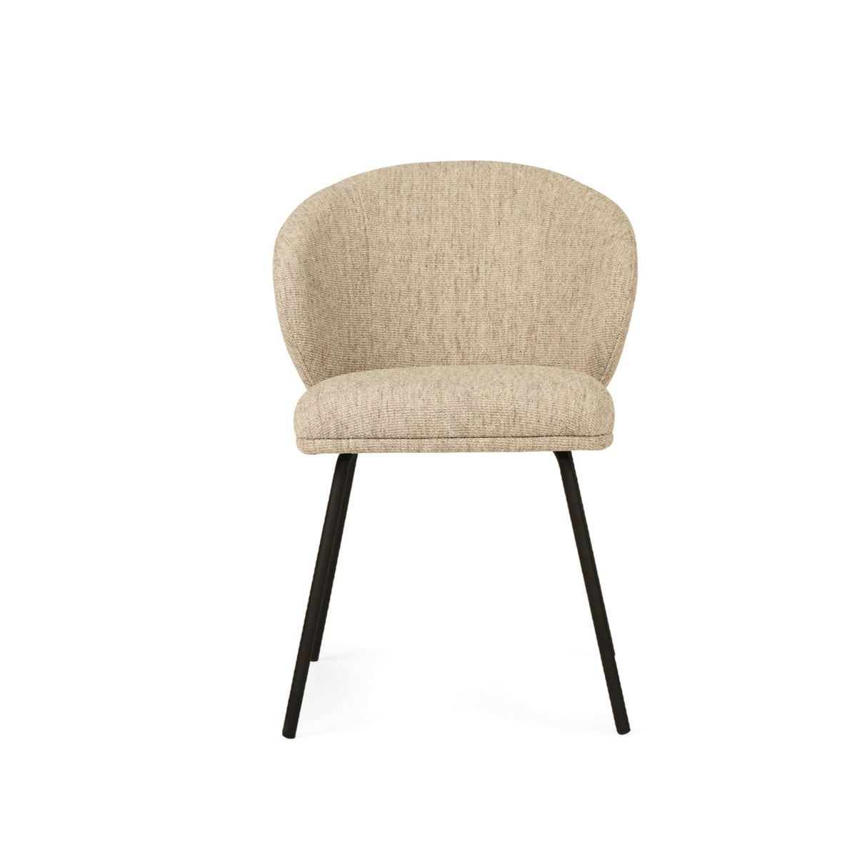 Anders Dining Steel Frame Chair – Pebble Upholstery with Black Legs