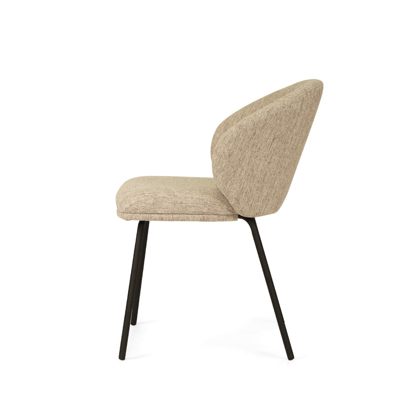 Anders Dining Steel Frame Chair – Pebble Upholstery with Black Legs