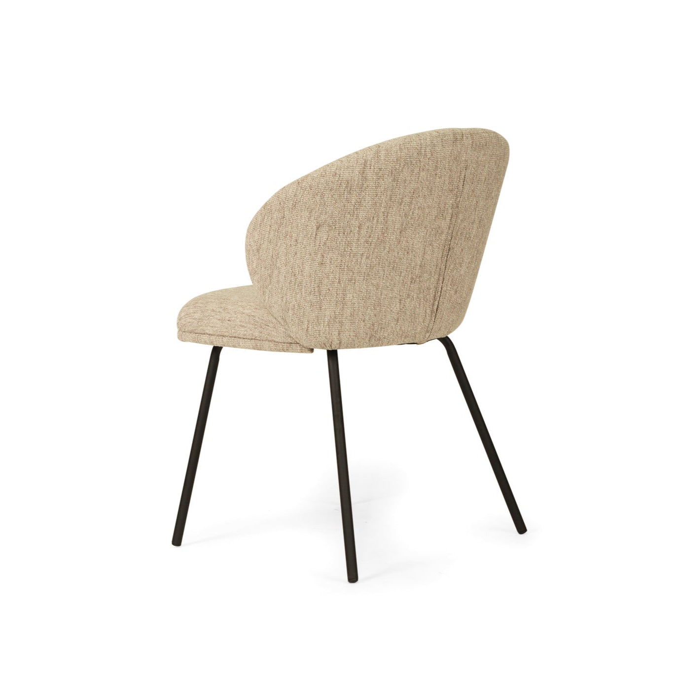 Anders Dining Steel Frame Chair – Pebble Upholstery with Black Legs