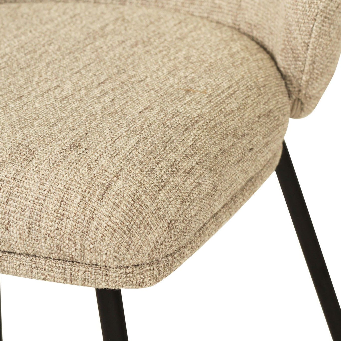Anders Dining Steel Frame Chair – Pebble Upholstery with Black Legs