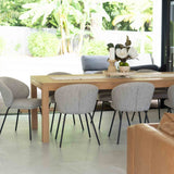 Anders Dining Steel Frame Chair – Pebble Upholstery with Black Legs