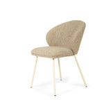 Anders Dining Steel Frame Chair – Pebble Upholstery with White Legs