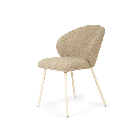 Anders Dining Steel Frame Chair – Pebble Upholstery with White Legs