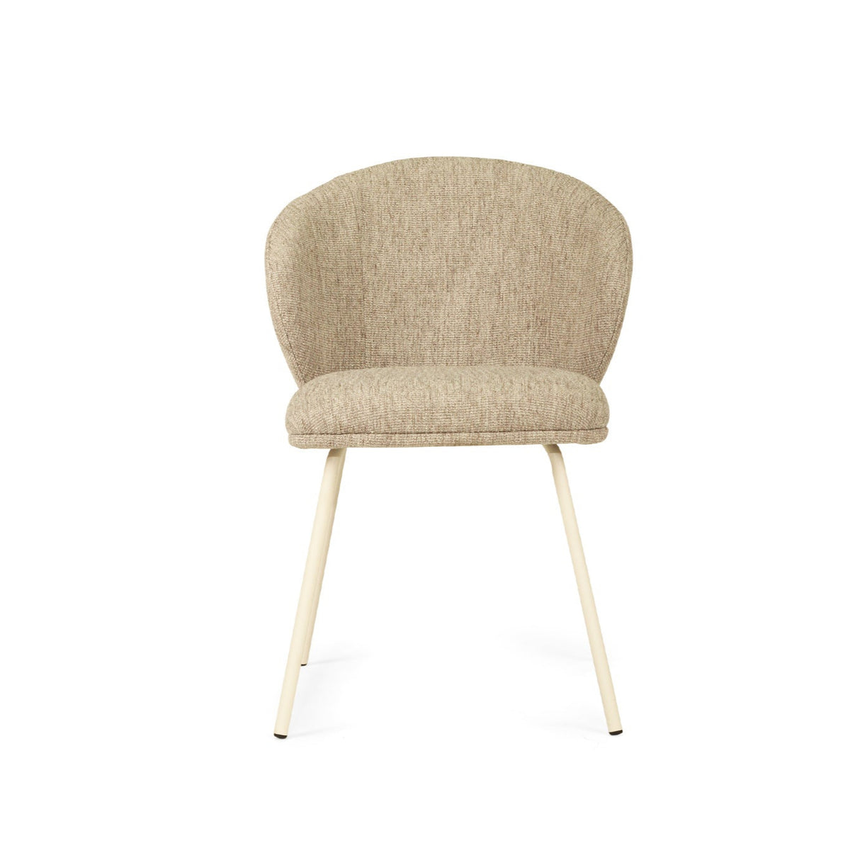 Anders Dining Steel Frame Chair – Pebble Upholstery with White Legs