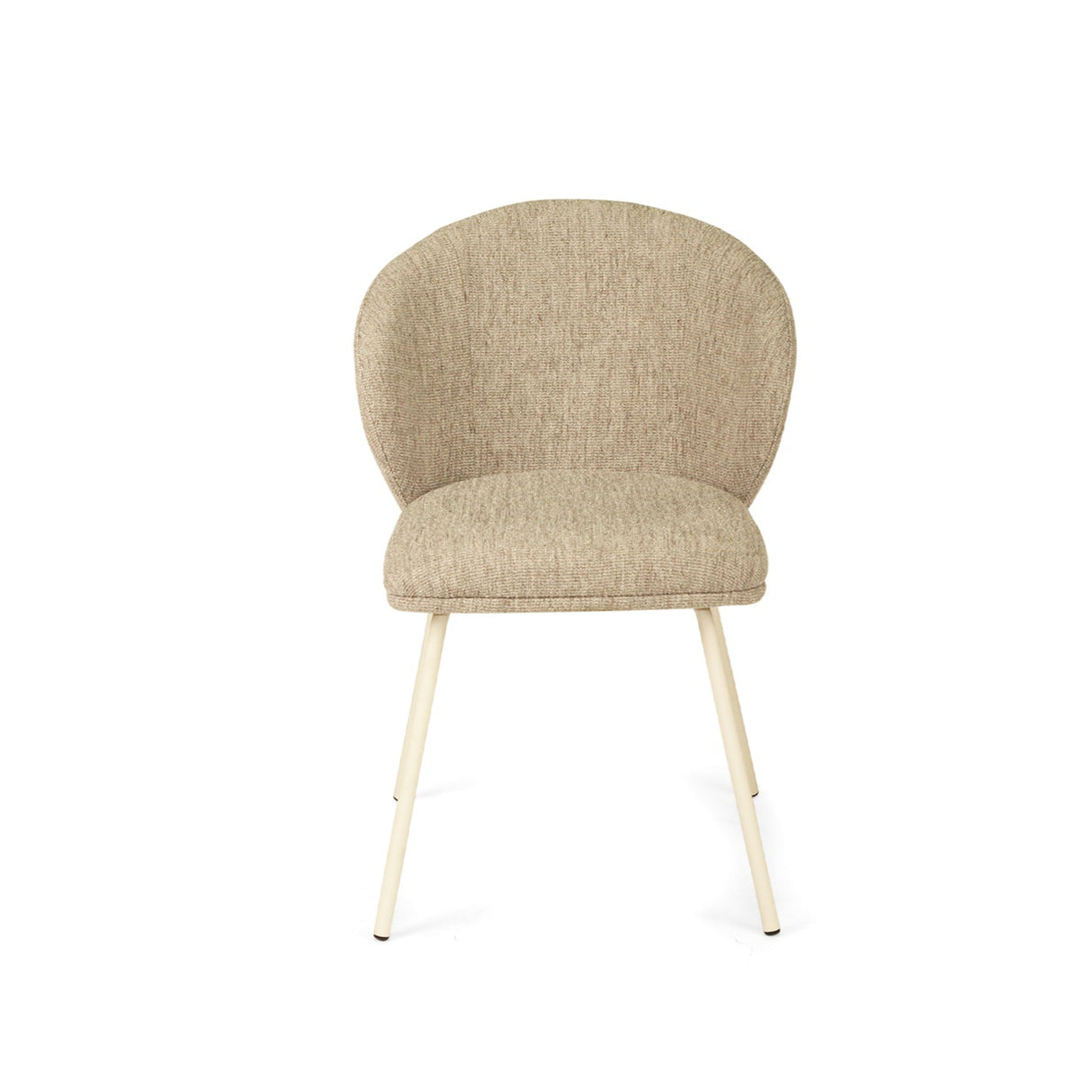 Anders Dining Steel Frame Chair – Pebble Upholstery with White Legs
