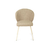 Anders Dining Steel Frame Chair – Pebble Upholstery with White Legs