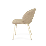 Anders Dining Steel Frame Chair – Pebble Upholstery with White Legs