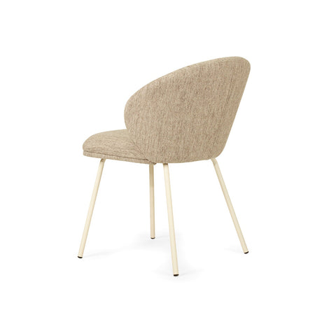 Anders Dining Steel Frame Chair – Pebble Upholstery with White Legs