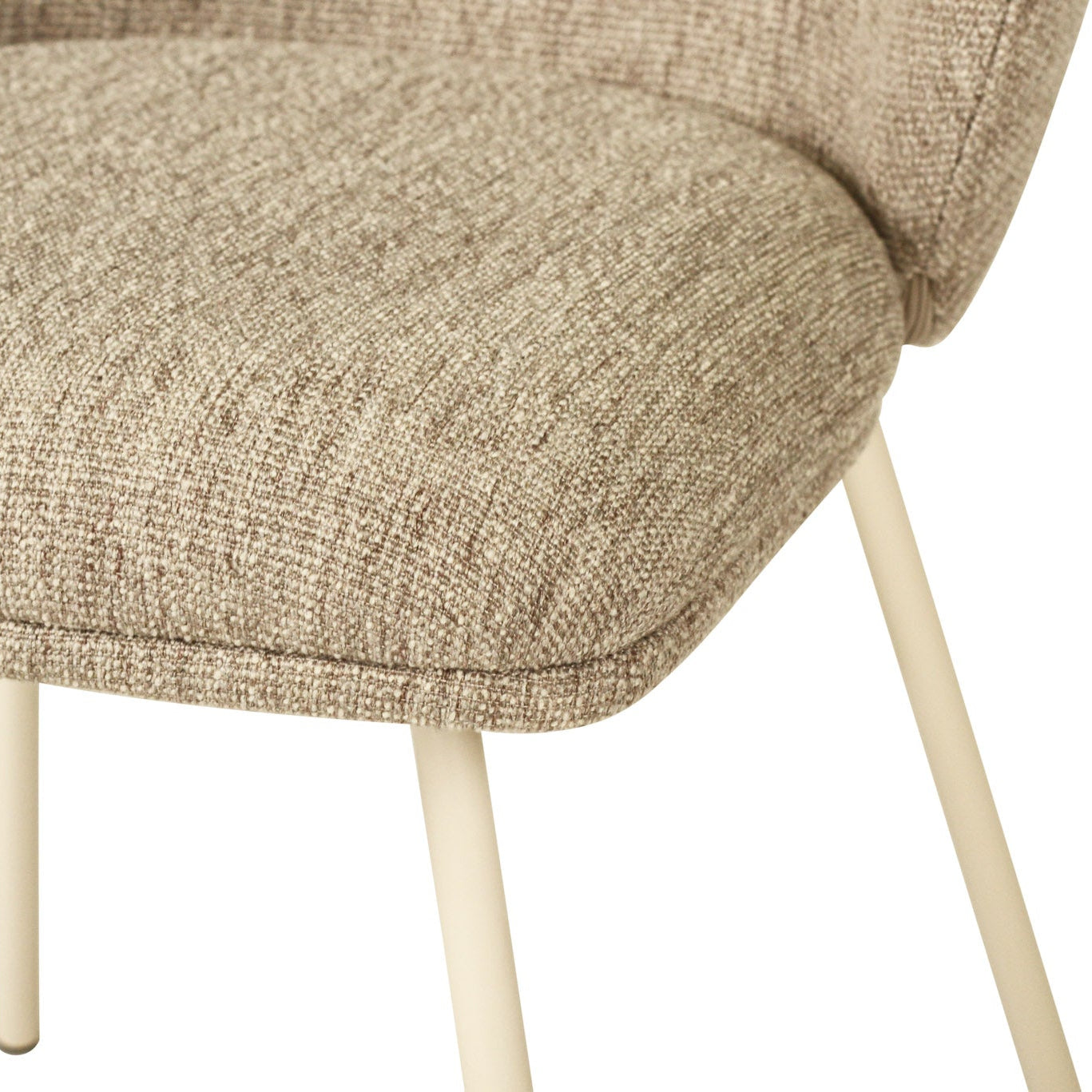 Anders Dining Steel Frame Chair – Pebble Upholstery with White Legs