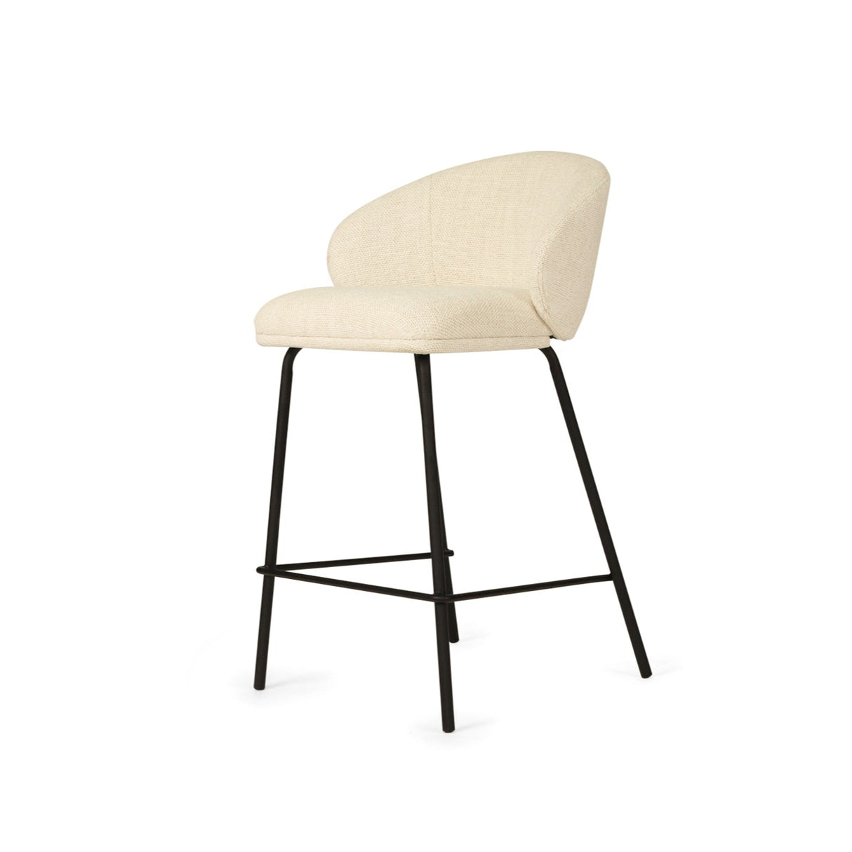 Anders Steel Frame Counter Stool – Natural Upholstery with Black Legs