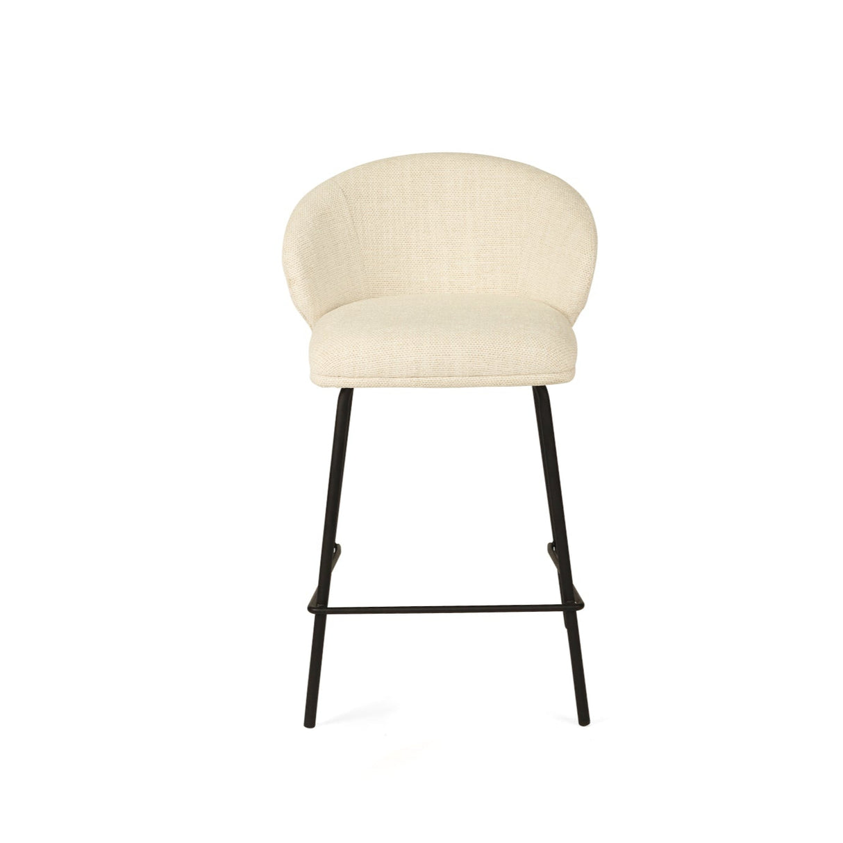 Anders Steel Frame Counter Stool – Natural Upholstery with Black Legs