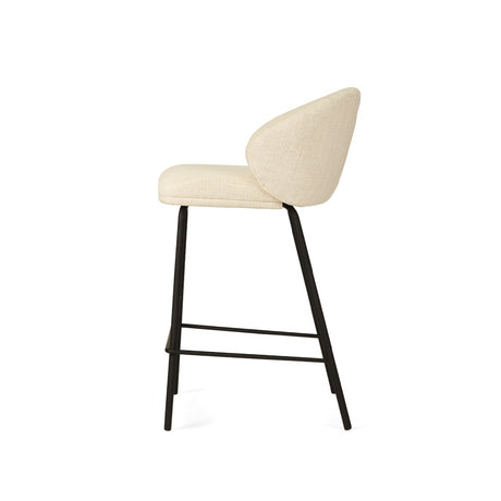 Anders Steel Frame Counter Stool – Natural Upholstery with Black Legs