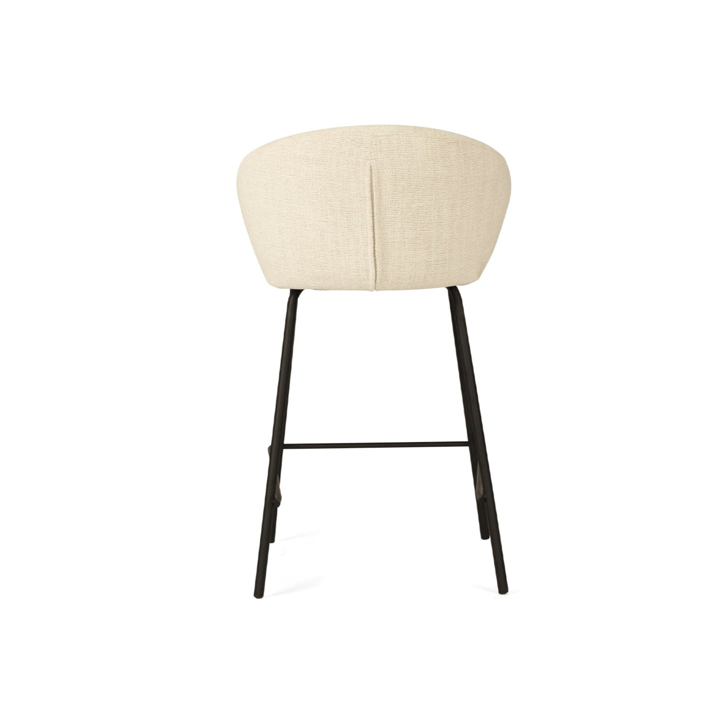 Anders Steel Frame Counter Stool – Natural Upholstery with Black Legs