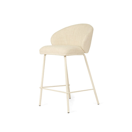 Anders Steel Frame Counter Stool – Natural Upholstery with White Legs