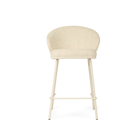 Anders Steel Frame Counter Stool – Natural Upholstery with White Legs