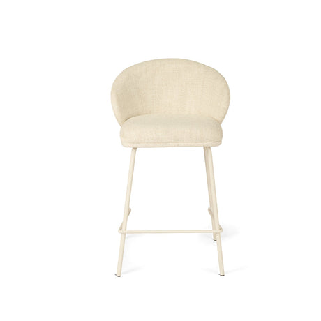 Anders Steel Frame Counter Stool – Natural Upholstery with White Legs