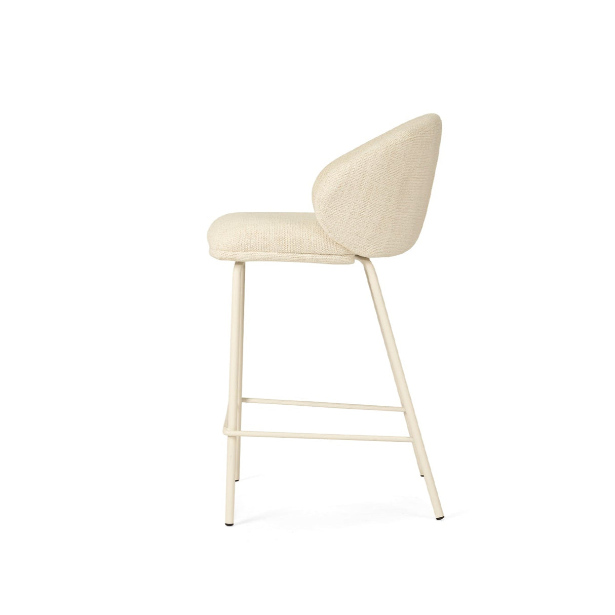 Anders Steel Frame Counter Stool – Natural Upholstery with White Legs
