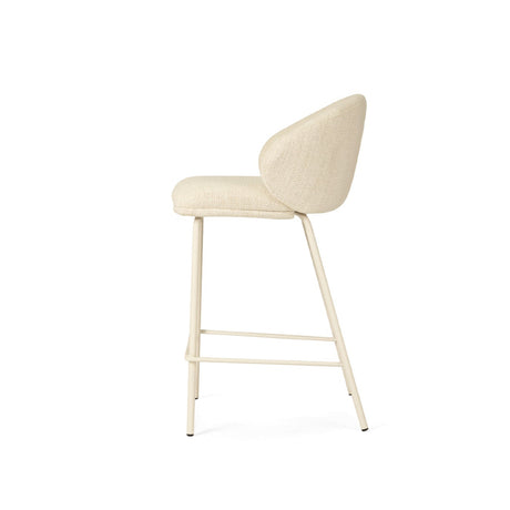 Anders Steel Frame Counter Stool – Natural Upholstery with White Legs
