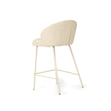 Anders Steel Frame Counter Stool – Natural Upholstery with White Legs