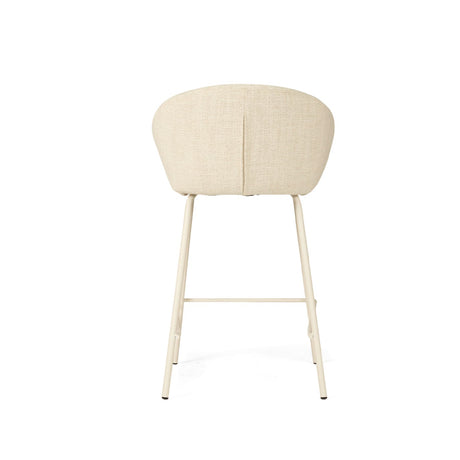 Anders Steel Frame Counter Stool – Natural Upholstery with White Legs
