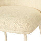 Anders Steel Frame Counter Stool – Natural Upholstery with White Legs