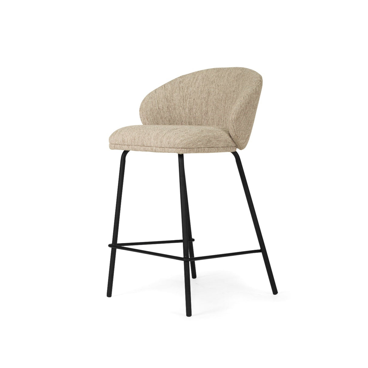 Anders Steel Frame Counter Stool – Pebble Upholstery with Black Legs