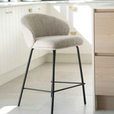 Anders Steel Frame Counter Stool – Pebble Upholstery with Black Legs