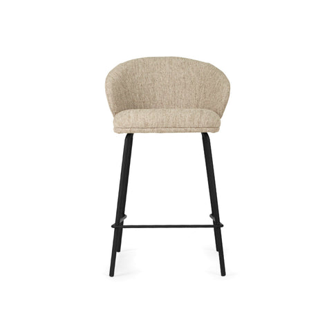 Anders Steel Frame Counter Stool – Pebble Upholstery with Black Legs