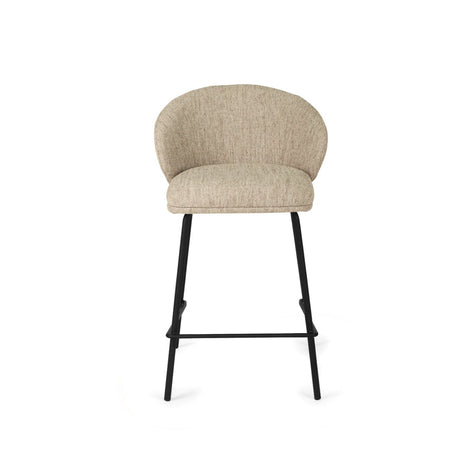 Anders Steel Frame Counter Stool – Pebble Upholstery with Black Legs