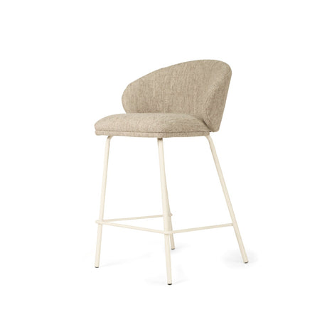 Anders Steel Frame Counter Stool – Pebble Upholstery with White Legs