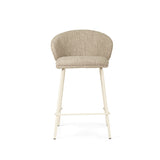 Anders Steel Frame Counter Stool – Pebble Upholstery with White Legs