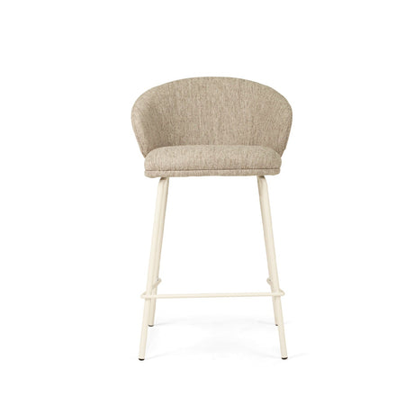 Anders Steel Frame Counter Stool – Pebble Upholstery with White Legs