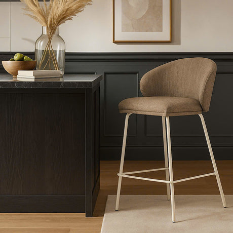 Anders Steel Frame Counter Stool – Pebble Upholstery with White Legs