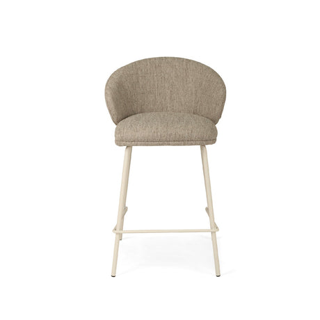 Anders Steel Frame Counter Stool – Pebble Upholstery with White Legs