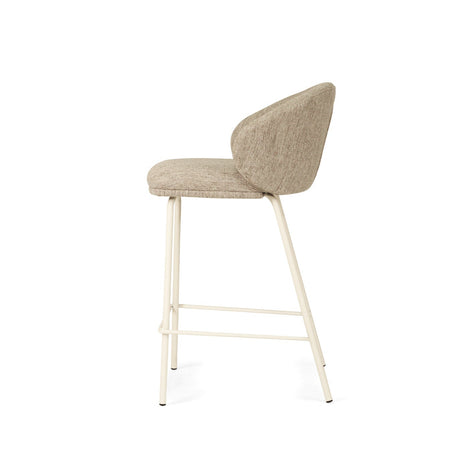 Anders Steel Frame Counter Stool – Pebble Upholstery with White Legs