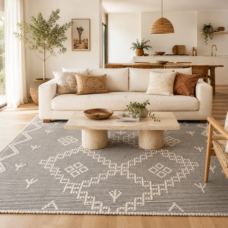 Anjuna Aztec Wool Blend Cream Rug (No Tassel)